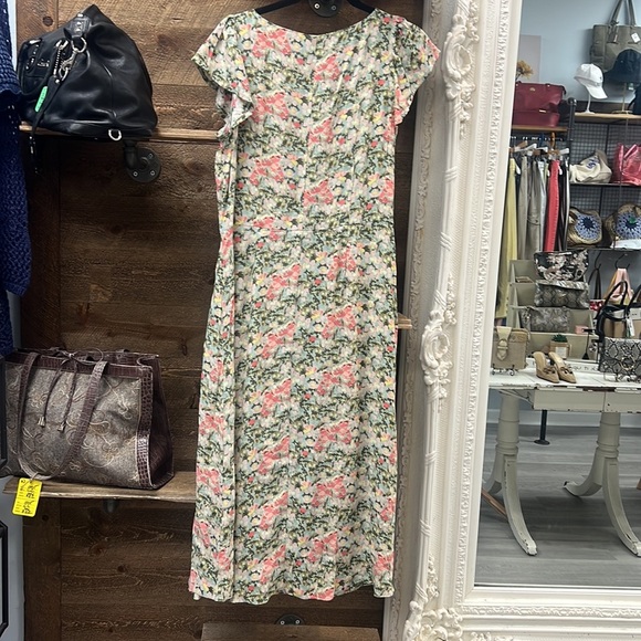 Loft Multicolor Floral Short Sleeve Summer Sundress Midi Dress size 10 - Picture 5 of 14